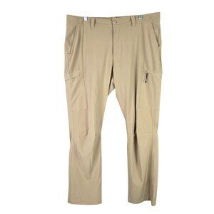 Mens Columbia PFG Beige Performance Fishing Cargo Pants Polyester Stretch 38X32